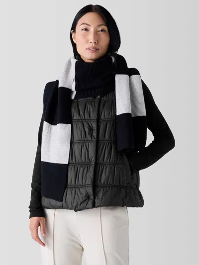 Eileen Fisher Cotton And Recycled Cashmere Scarf In Black