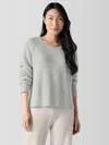 Eileen Fisher Cotton And Recycled Cashmere Thermal Crew Neck Top In Red