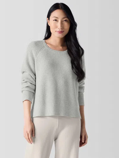Eileen Fisher Cotton And Recycled Cashmere Thermal Crew Neck Top In Red