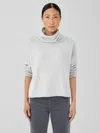 Eileen Fisher Cotton And Recycled Cashmere Turtleneck Box-top In Gray