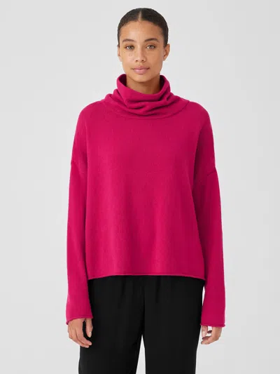 Eileen Fisher Cotton And Recycled Cashmere Turtleneck Box-top In Pink
