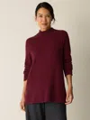Eileen Fisher Cotton & Recycled Cashmere Turtleneck Long Top In Black
