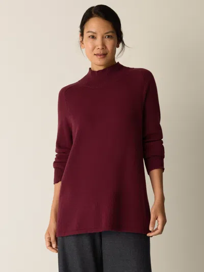 Eileen Fisher Cotton & Recycled Cashmere Turtleneck Long Top In Black