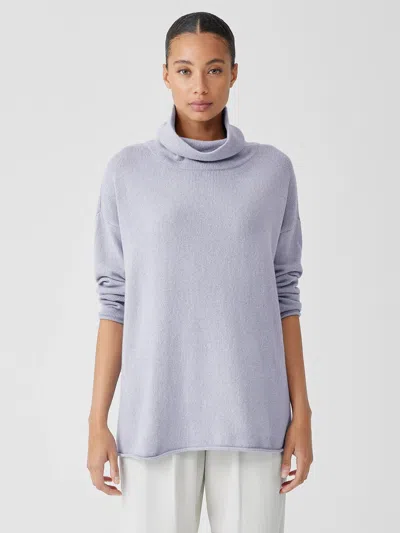 Eileen Fisher Cotton And Recycled Cashmere Turtleneck Top In Purple