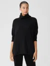 Eileen Fisher Cotton And Recycled Cashmere Turtleneck Top In Black