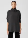 Eileen Fisher Cotton And Recycled Cashmere Turtleneck Top In Gray