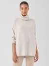 Eileen Fisher Cotton And Recycled Cashmere Turtleneck Top In Gray