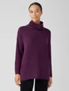 Eileen Fisher Cotton And Recycled Cashmere Turtleneck Top In Purple