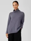 Eileen Fisher Cotton And Recycled Cashmere Turtleneck Top In Purple