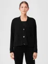 Eileen Fisher Cotton And Recycled Cashmere V-neck Cardigan In Black