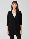 Eileen Fisher Cotton And Recycled Cashmere V-neck Cardigan In Black