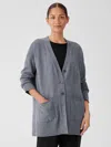 Eileen Fisher Cotton And Recycled Cashmere V-neck Cardigan In Gray