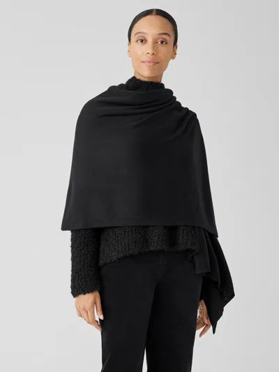 Eileen Fisher Cotton And Recycled Cashmere Wrap In Black