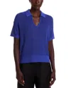 Eileen Fisher Cotton & Silk Split Neck Sweater In Blue