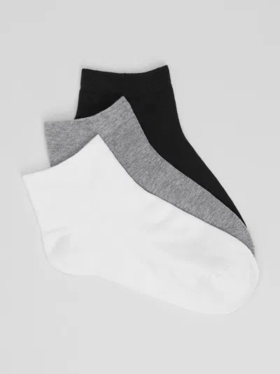 Eileen Fisher Cotton Ankle Sock 3-pack In Black