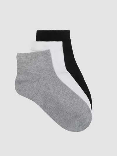 Eileen Fisher Cotton Ankle Sock 3-pack In Black