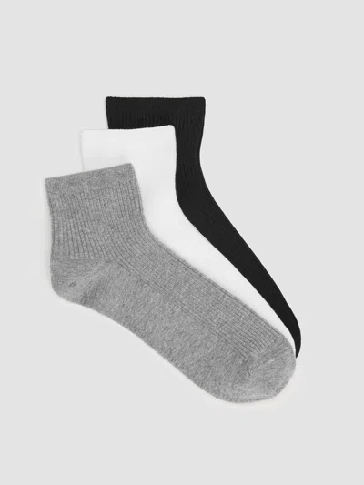 Eileen Fisher Cotton Ankle Sock 3-pack In Black