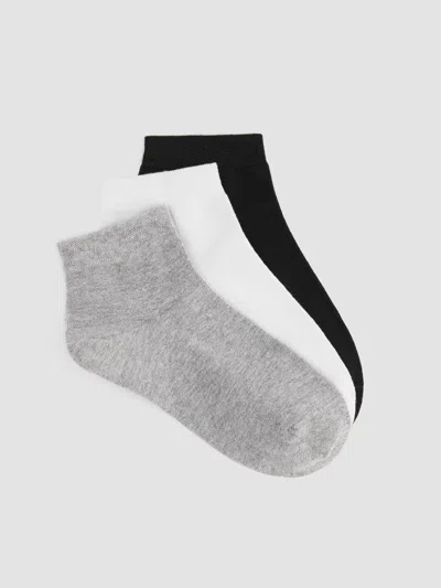 Eileen Fisher Cotton Ankle Sock 3-pack In Black
