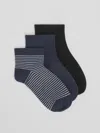 Eileen Fisher Cotton Ankle Sock 3-pack In Blue