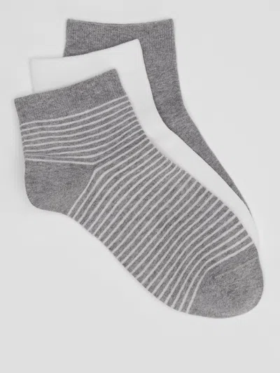 Eileen Fisher Cotton Ankle Sock 3-pack In Brown