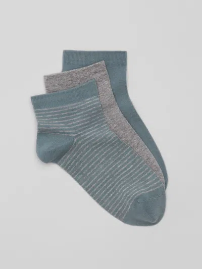 Eileen Fisher Cotton Ankle Sock 3-pack In Green
