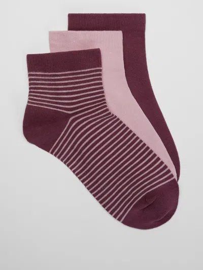 Eileen Fisher Cotton Ankle Sock 3-pack In Purple