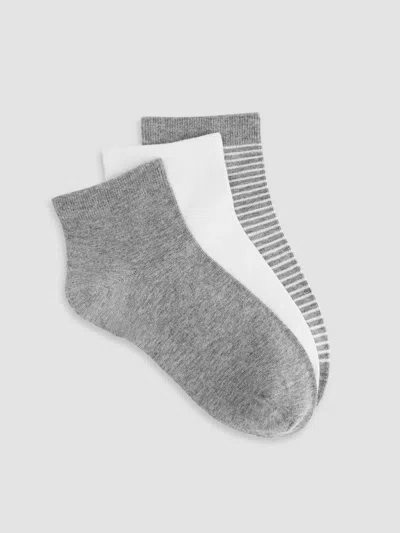 Eileen Fisher Cotton Ankle Sock 3-pack In Moon