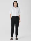 Eileen Fisher Cotton Blend Ponte High-waisted Slim Pant In Black