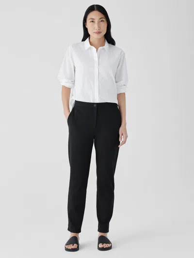 Eileen Fisher Cotton Blend Ponte High-waisted Slim Pant In Black