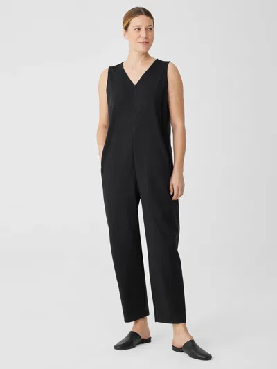 Eileen Fisher Cotton Blend Ponte Lantern Jumpsuit In Black