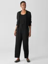 Eileen Fisher Cotton Blend Ponte Lantern Trouser Pant In Black