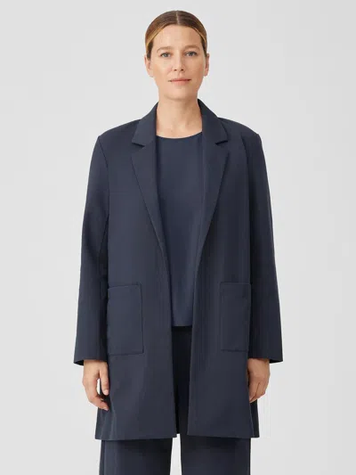 Eileen Fisher Cotton Blend Ponte Long Blazer In Blue