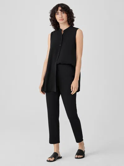 Eileen Fisher Cotton Blend Ponte Pant With Slits In Black