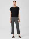 Eileen Fisher Cotton Blend Ponte Pant With Slits In Black