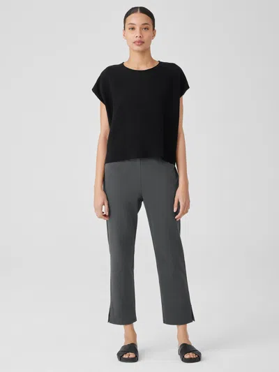 Eileen Fisher Cotton Blend Ponte Pant With Slits In Black