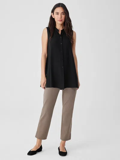 Eileen Fisher Cotton Blend Ponte Pant With Slits In Gray