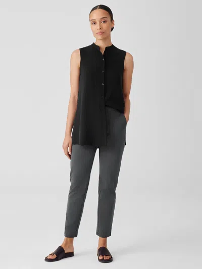 Eileen Fisher Cotton Blend Ponte Slim Pant In Black