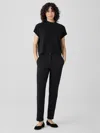 Eileen Fisher Cotton Blend Ponte Slim Pant In Black