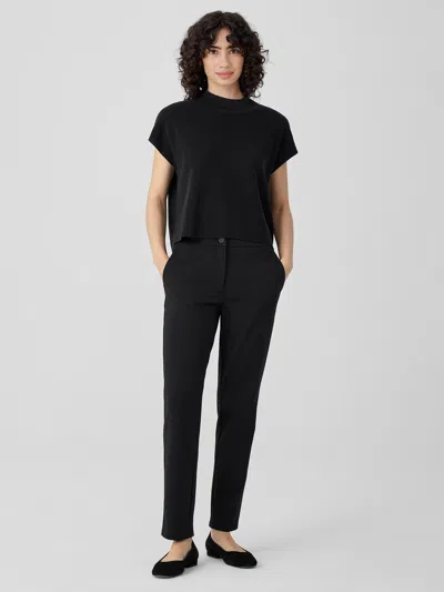 Eileen Fisher Cotton Blend Ponte Slim Pant In Black