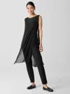 Eileen Fisher Cotton Blend Ponte Slim Pant In Black