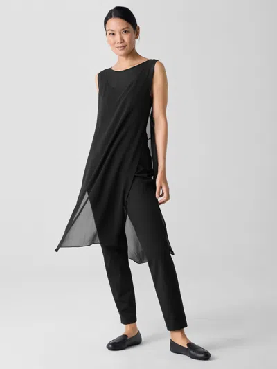 Eileen Fisher Cotton Blend Ponte Slim Pant In Black