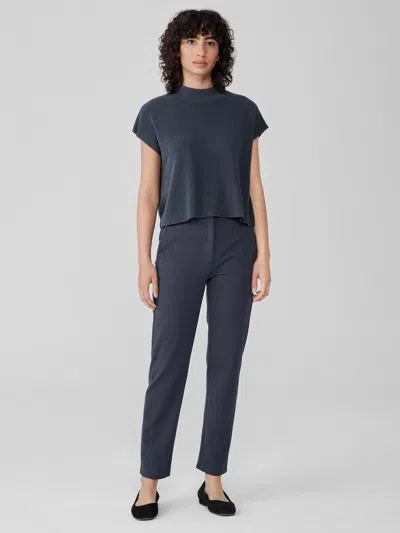 Eileen Fisher Cotton Blend Ponte Slim Pant In Blue