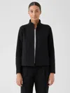 Eileen Fisher Cotton Blend Ponte Stand Collar Jacket In Black