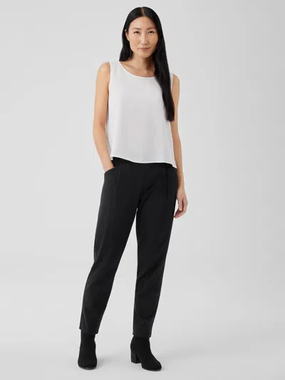 Eileen Fisher Cotton Blend Ponte Tapered Pant In Black