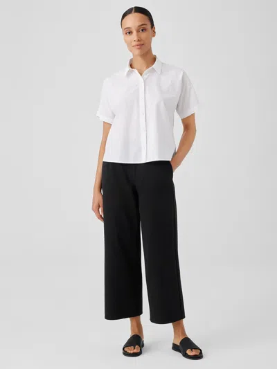 Eileen Fisher Cotton Blend Ponte Wide-leg Pant In Black