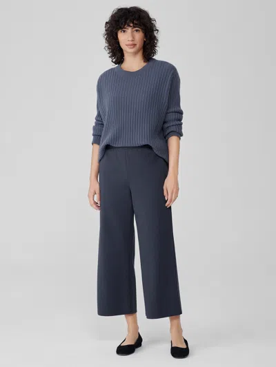 Eileen Fisher Cotton Blend Ponte Wide-leg Pant In Blue