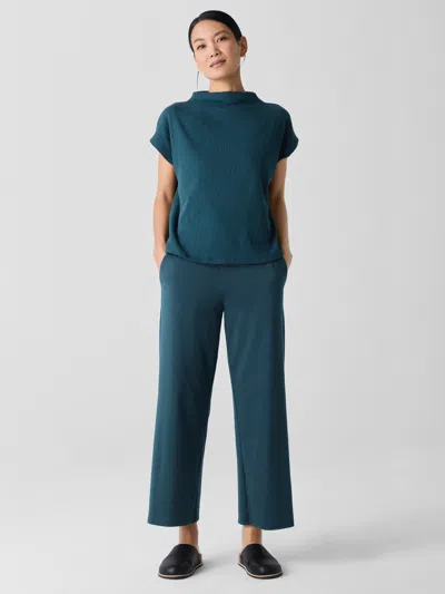 Eileen Fisher Cotton Blend Ponte Wide-leg Pant In Blue