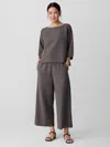 Eileen Fisher Cotton Blend Stripe Stitch Box-top In Brown