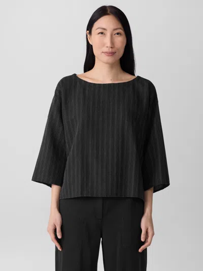 Eileen Fisher Cotton Blend Stripe Stitch Box-top In Multi