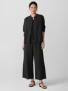 Eileen Fisher Cotton Blend Stripe Stitch Wide-leg Pant In Black